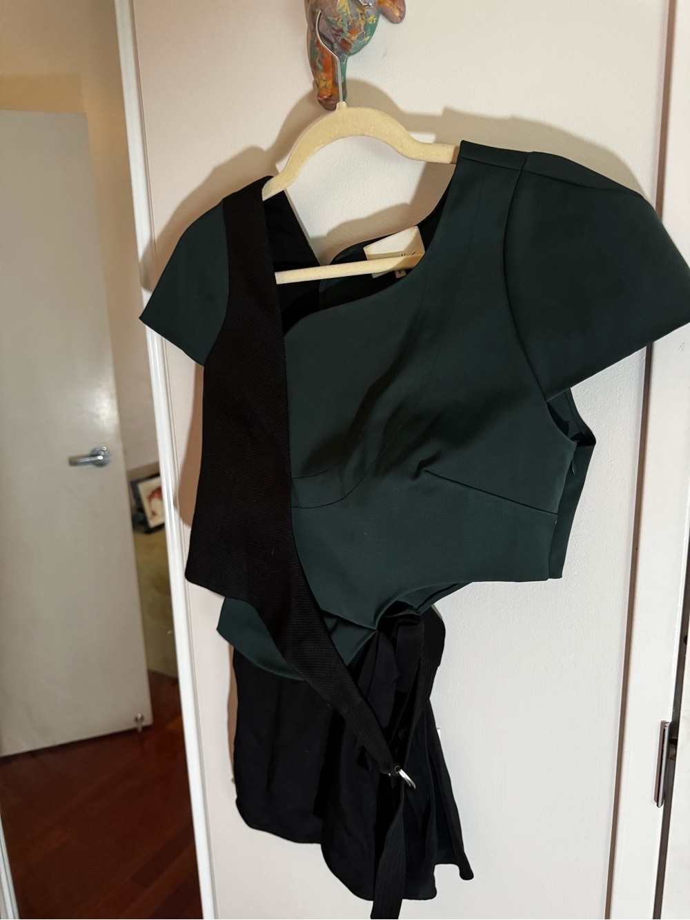 3.1 Phillip Lim Cutout Asymmetric Blouse Black Green 8 - Picture 8 of 9
